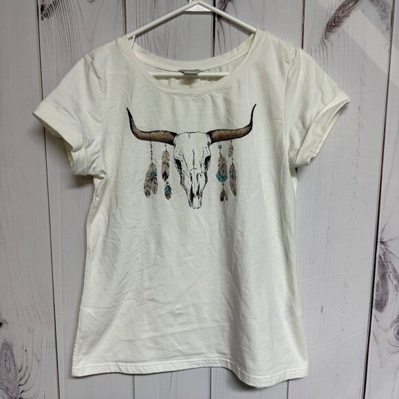 Ariat Tops - Ariat Cuffed Sleeve Graphic T-Shirt Medium Ivory EUC